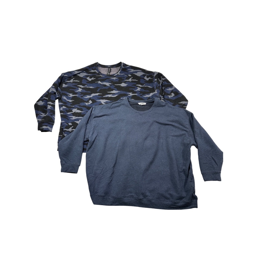 Athleta Balance Pullover Sweatshirt Bundle 2X Navy Blue Camo Plus Size 2 Pack